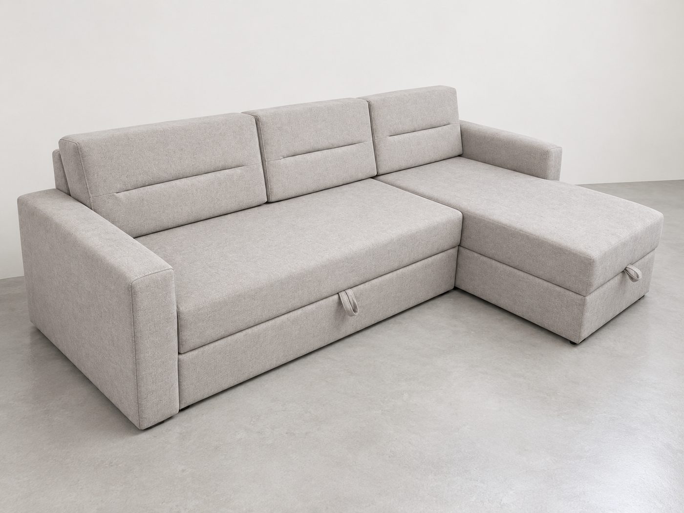 Storage corner sofa bed with the chaise on the right
