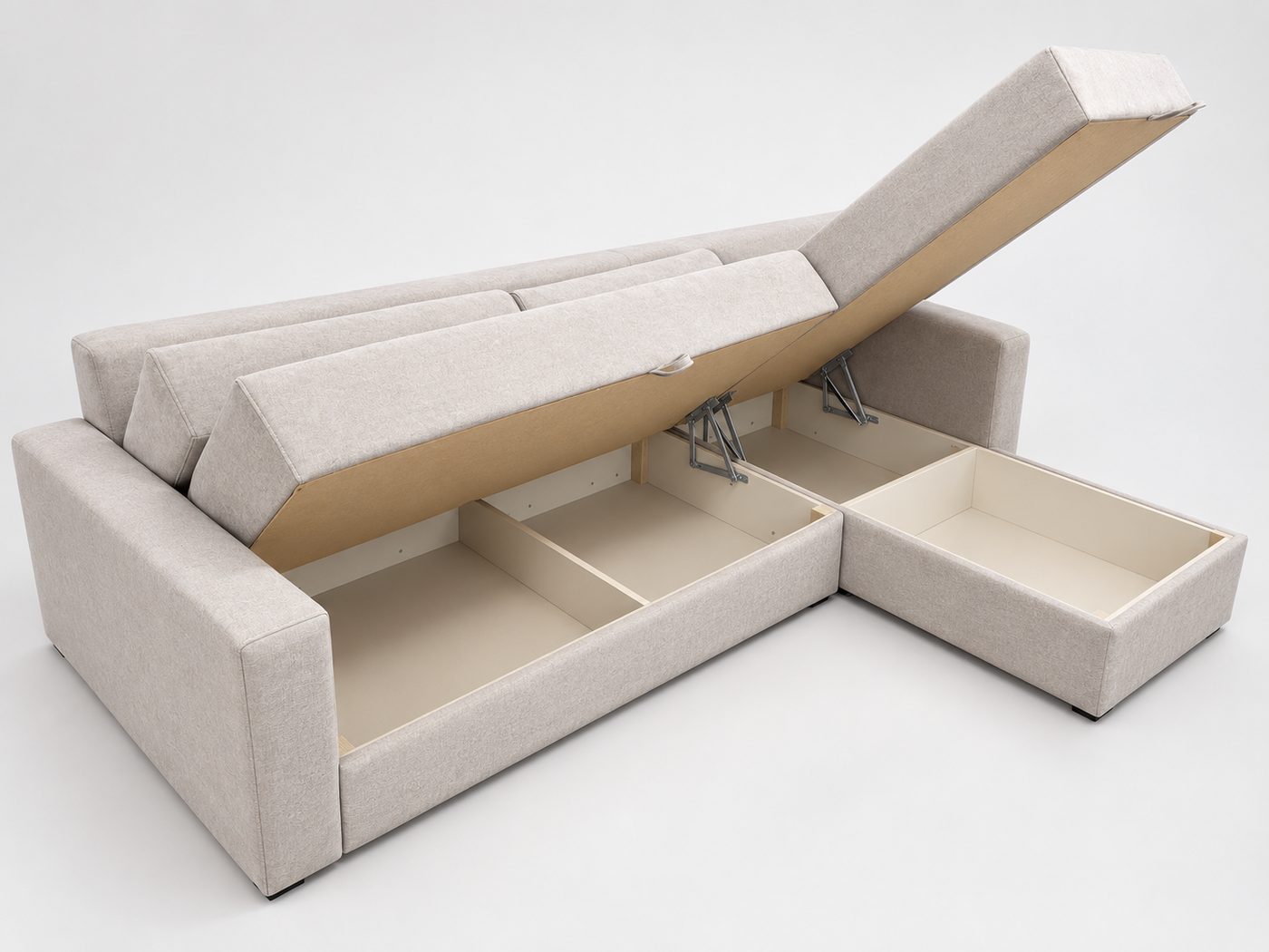Both storage compartments open